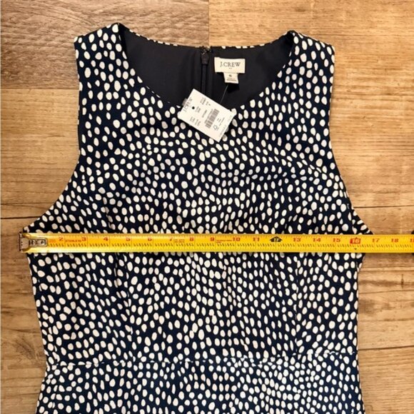 J Crew Dress Sleeveless Lined Sheath Navy Blue With White Dots Size 8 - Picture 7 of 8